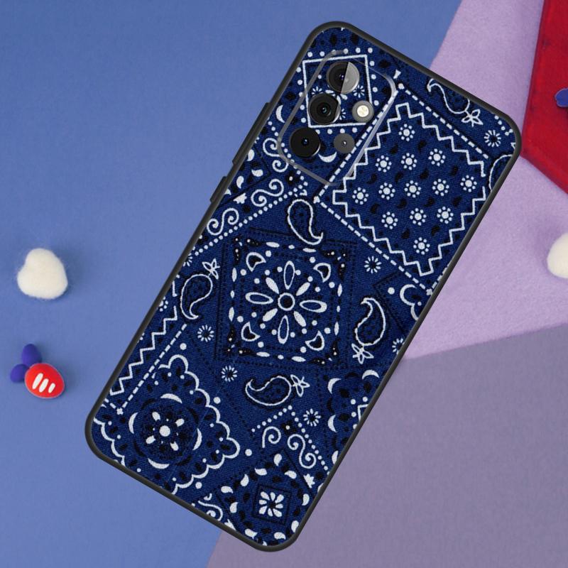 Blue Bandana Paisley Case For Samsung Galaxy A13 A16 A26 A36 A56 A06 A55 A35 A15 A54 A34 A14 A53 A12 A22 A32 A52