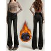 Women'S High Waisted Elastic New Slim Fit And Versatile Bell Bottom Jeans With Added Velvet And Thickening In Autumn And Winter