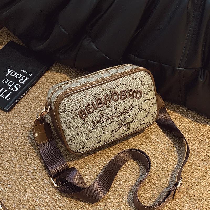 2025 Women's Embroidered Canvas Camera Bag - Small Square Crossbody with Wide Shoulder Strap for Phone & Commute