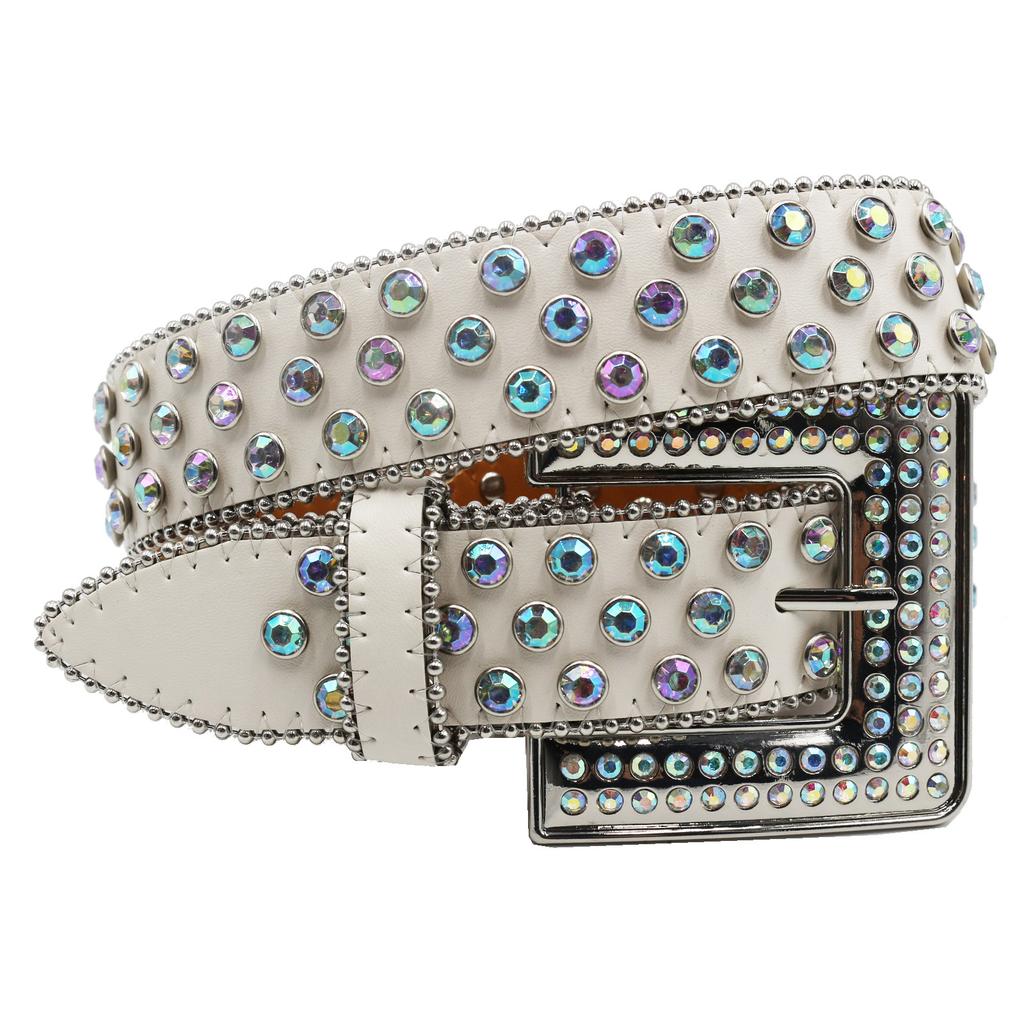 Новые европейские и американские ремни из ПУ кожи с персонализированными модными квадратными пряжками, ремни со стразами в западном стиле