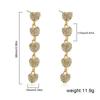 Full Zircon Tiny Heart Long Tassel Dangle Earrings Hot Sale New Waterproof Ear Stud Bride Wedding Jewelry Luxury Accessories