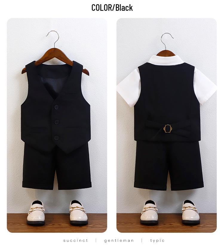 Boy's British Summer Tuxedo Vest Set for Events