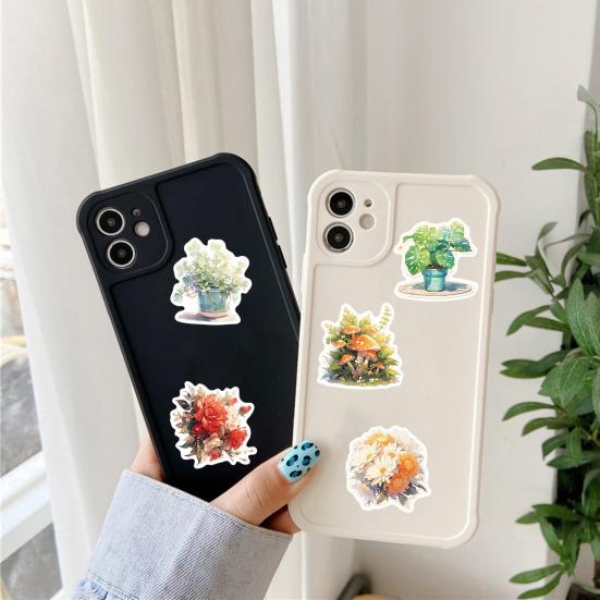50 шт./компл., ручная роспись, наклейка с цветком и растением, самоклеящаяся, водонепроницаемая, из ПВХ, чехол для телефона «сделай сам», чашка, багаж, скейтборд, ноутбук, наклейка для скрапбукинга