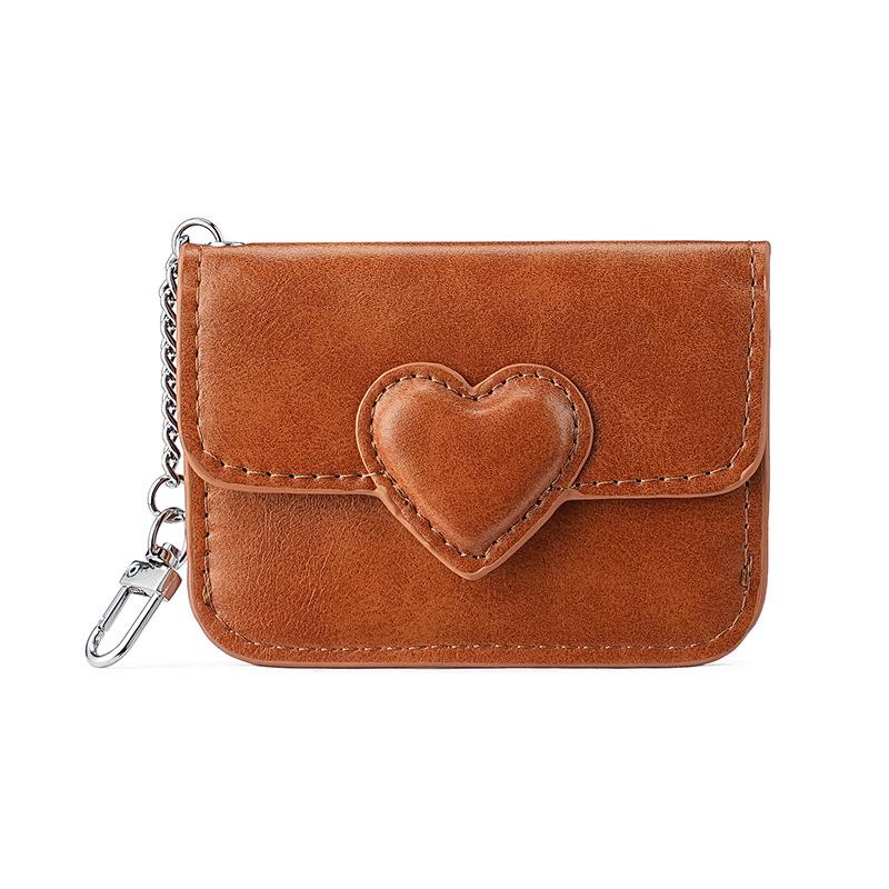Trendy High-Value Women's Card Holder: Multi-Card Slot Heart Coin Purse, Portable and Stylish