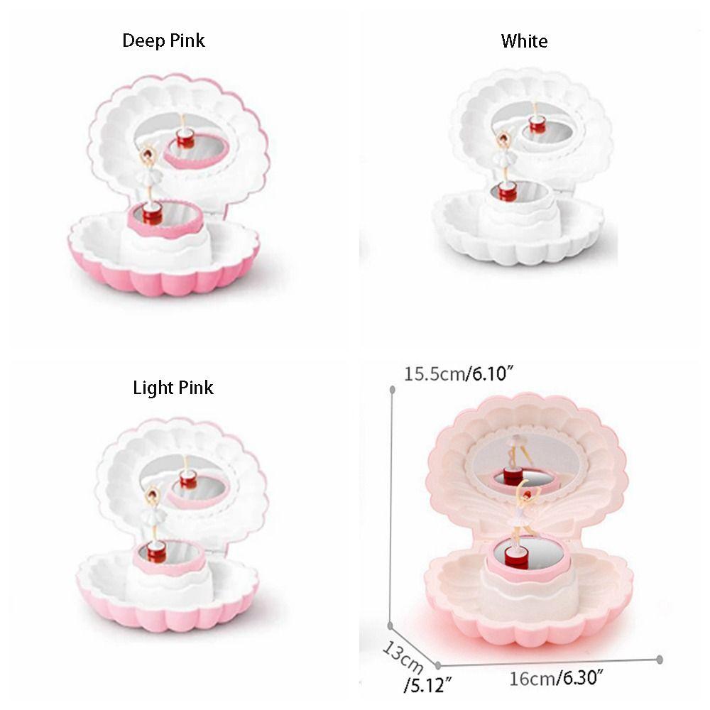 With Mirror Shell Rotating Music Box Shell Shape Jewelry Box Dancing Girl Music Box Girlfriend