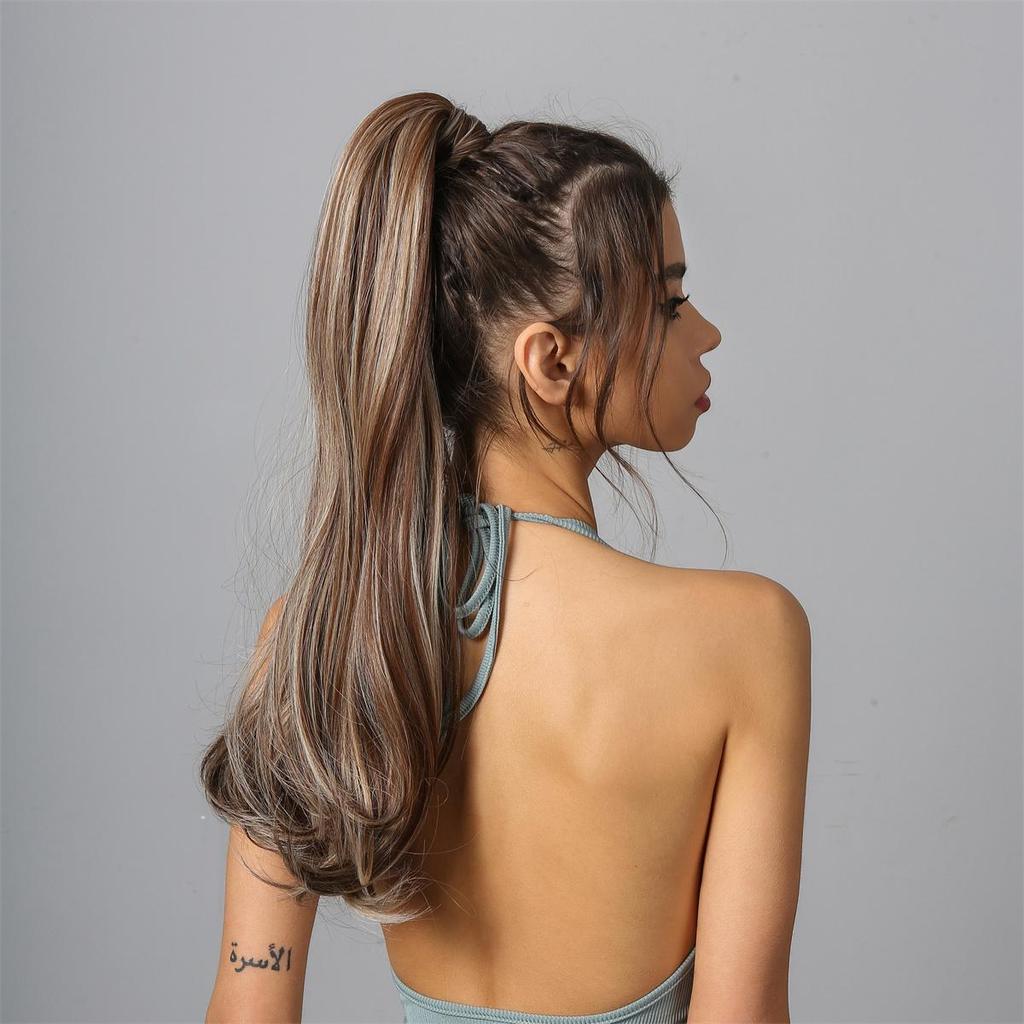 EASIHAIR Длинные волнистые вьющиеся волосы с заколкой в ​​хвосте для наращивания волос Синтетический конский хвост Накладные волосы Коричневые платиновые накладные афро-шиньоны Парик