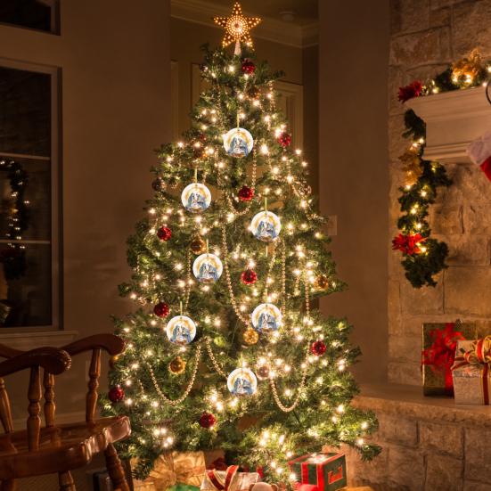 Рождественский ночной орнамент Круглый акриловый Рождение Иисуса Христа Подвесное украшение Религиозная тематика Рождественский сувенир для зимнего декора рождественской елки