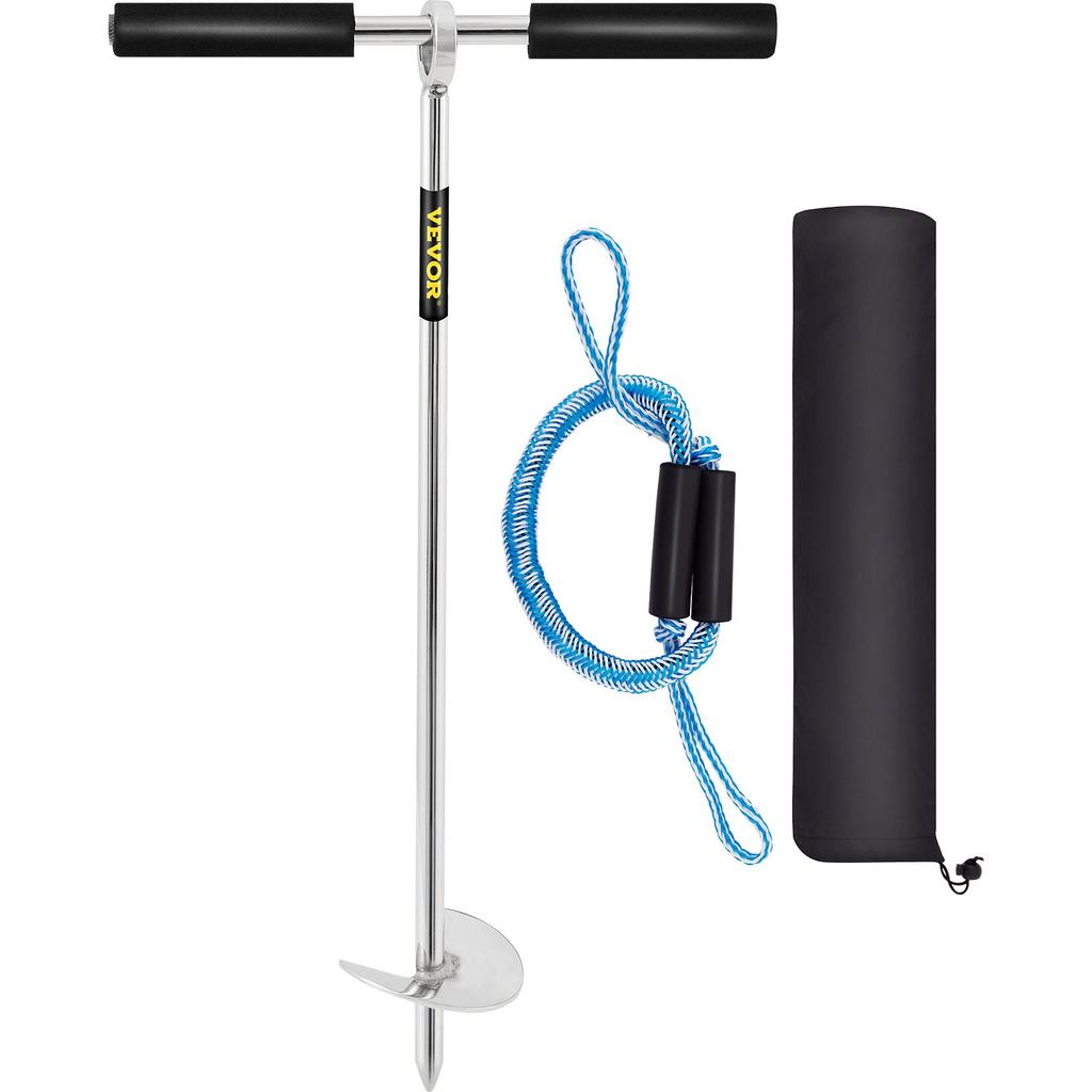 VEVOR Sand Anchor, 18\" Length Auger to The Beach and Sandbar, 316 Stainless Steel Screw Anchor with Removable Handle