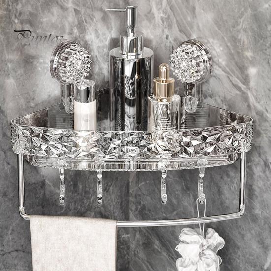 Угловая настенная полка с присоской, стойка для хранения, прочная, выдерживающая большую нагрузку, легко устанавливаемая, прочная полка-органайзер для душа