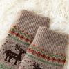 Knitted Touchscreen Gloves for Women Winter Warmth, Thickened with Fleece Lining Outdoor Cycling Jacquard Design Adorable Reindeer Pattern