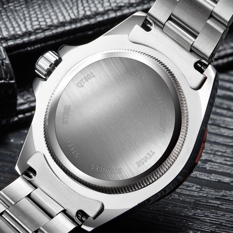 Fashion Tevise Men's Diver Style Quartz Full Stainless Steel Band And Luminous Dial Waterresistant Buseiness Watches