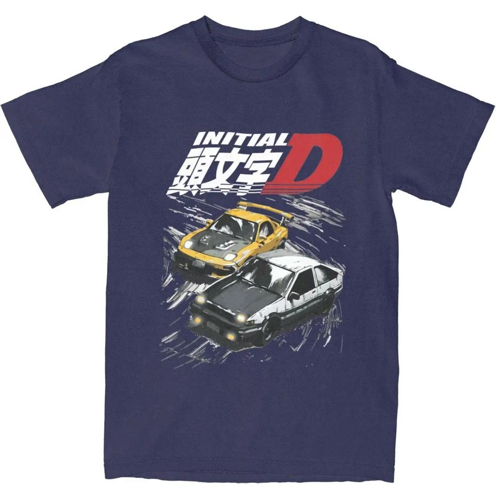 Initial D Merch Tandems AE86 Vs FD Rx-7 Shirt Men Women's 100% Cotton Fashion Drift Racing Car T-shirt Short Sleeve Clothes
