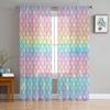 Mermaid Scales Ocean Rainbow Chiffon Sheer Curtains for Living Room Bedroom Home Decoration Window Voiles Tulle Curtain