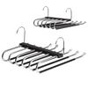 Hachibanya Pants Hanger Set of 2, Slacks Hanger, Pants Hanger, Storage, Space-Saving, Multi-Functional, Non-Slip, Non-Marking, 6-Row, Stainless Steel,