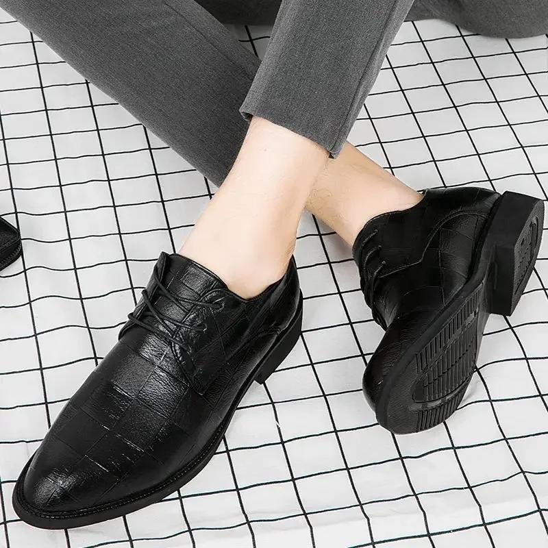 Деловые официальные туфли мужские весна осень итальянская обувь элегантная и классическая легальная кожа 39 социальная обувь для мужчин
