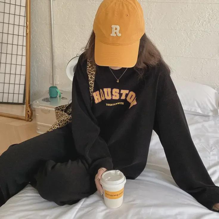 865# Модный женский повседневный спортивный костюм - свободный свитер и брюки на весну/осень 2025 г.