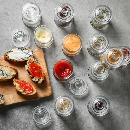 KMwares 12 штук 3 унции Маленькие Мини Премиум Качества Стеклянные Банки для Хранения/Специй с Герметичными Крышками для Органайзеров для Кухни/Ванной, Контейнеры, Хранение Продуктов,