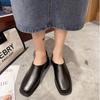 Модные европейские и американские женские туфли-одиночки 2024 года, новые кожаные туфли с квадратным носком, повседневные туфли на плоской подошве, женские туфли-кеды