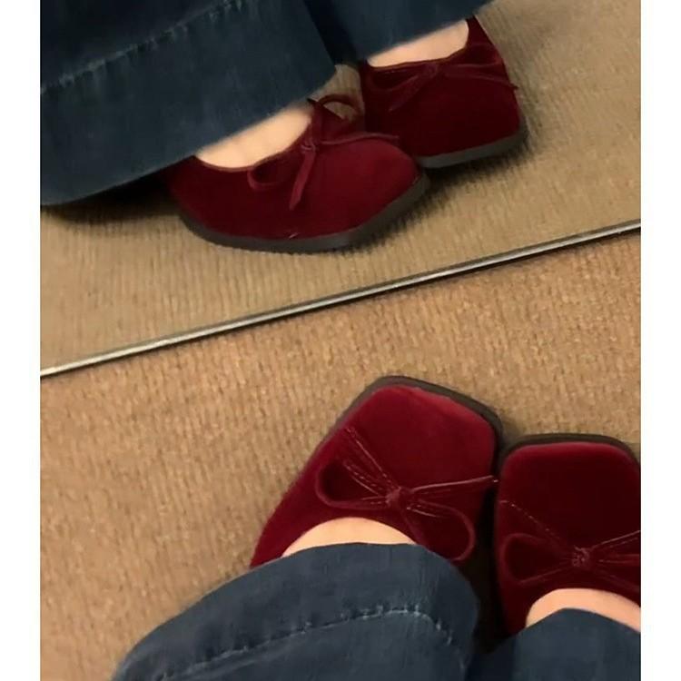 Французские ретро туфли Мэри Джейн на толстом каблуке женские весенние и осенние туфли с бантом бордового цвета на высоком каблуке