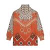 Plus Size Women's Mink Velvet Printed Sweater with Half-High Collar