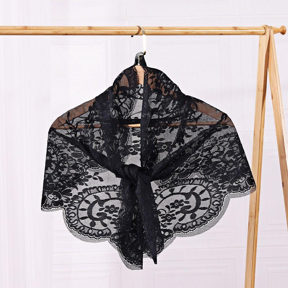Fashion Vintage Lace Flower Shawl Thin Cute Hair Scarf Chic Style Bohemian Triangle Head Scarf Pastoral Style