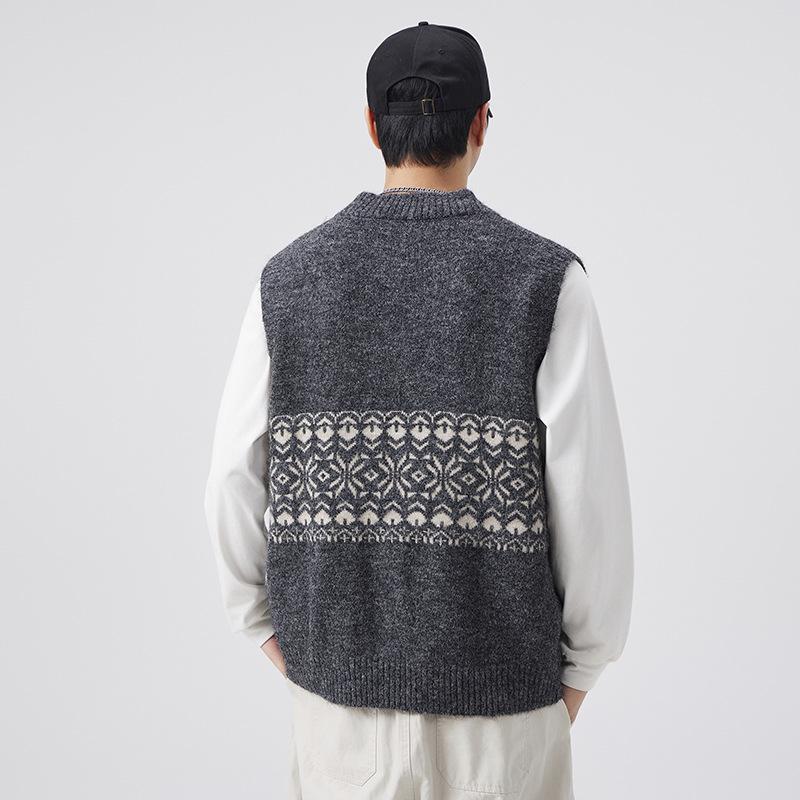 Мужской ретро жилет-свитер с V-образным вырезом, вязаный в стиле Аргил и Фэйр-Айл, для осени/зимы