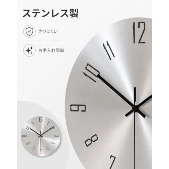 Wall clock 30cm silent hanging stainless steel stylish interior frameless living room bedroom office use