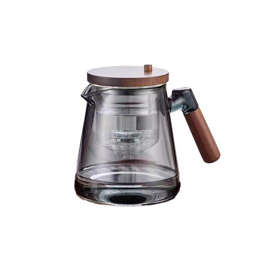 800ml Teapot Water Separation Glass Glass Teapot Wooden Handle Heat-Resistant Precise Pouring Tea Kettle Easy To Clean Tea Pot for Loose Tea Brewing
