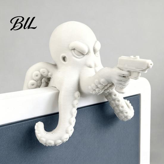 3D Printed Marine Crafts Octopus Figurine, Cute Animal Sculpture for Unique Office Gadgets Computer Monitor Decor, Desk Shelf Ornament, Collectible