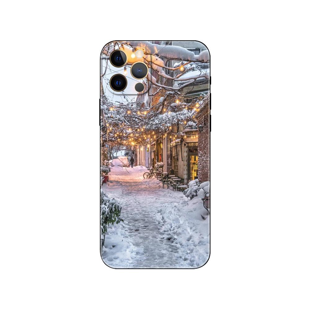 Чехол для телефона Landscape Winter Light Snow для iPhone 2020se 6 6s 7 8 plus x 10 XR XS 11 12 13 mini pro MAX черная задняя крышка из ТПУ