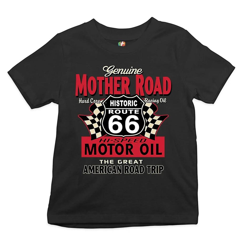 Genuine Mother Road Historic Route 66 Youth T shirt American Trip Kids vintage Washed graphic fashion Unisex Slightly Stretched