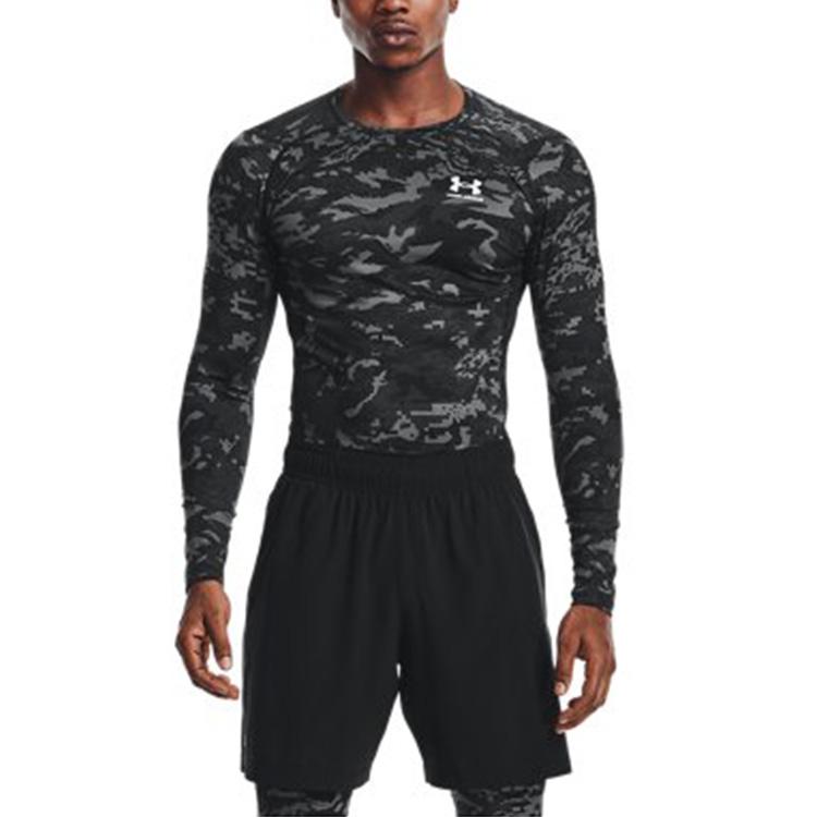 Under Armour HeatGear Бег Компрессионная Фитнес Футболка Мужская Топы Черный 1361525-001