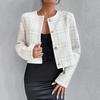 Women Coat Collarless Single-breasted Long Sleeves Short Type Business Style Commuting Jacket Spring Fall Outerwear