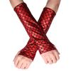 Mermaid Costume Fish Scale Pattern Printed Fingerless Long Gloves Arm Sleeves Adult Halloween Dance Club Party Cosplay Accessory