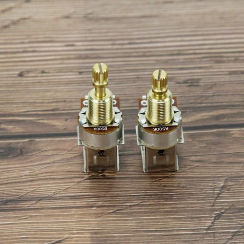 FLEOR 2 Pieces Guitar Bass Push-Push Potentiometer B500K Linear Tapered Copper Long Split Shaft Pot