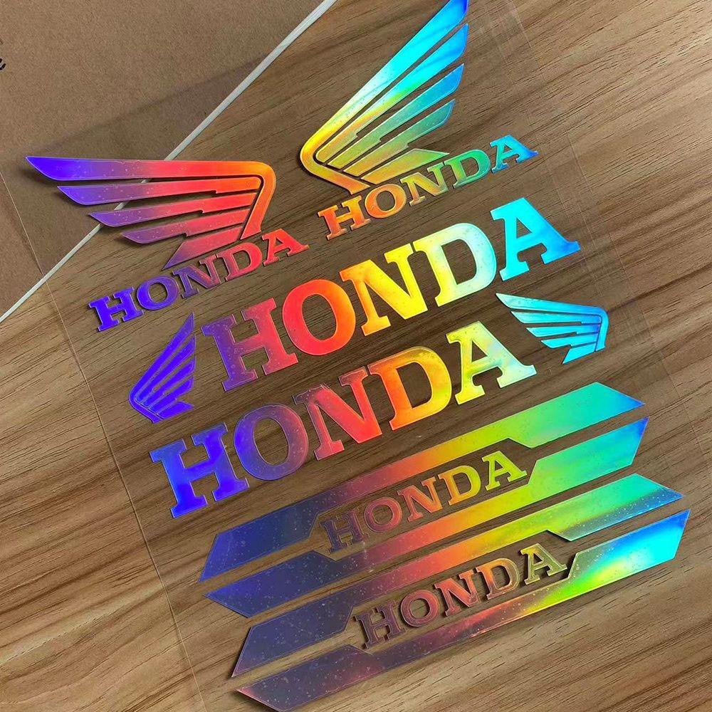 WRS2  Motorcycle Stickers for HONDA Car Logo Reflective Laser Stickers Racing Helmet Decals Tail Box Shock Absorber Decoration