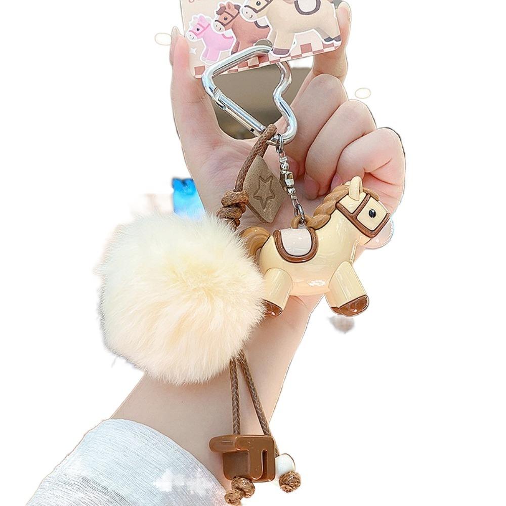with Ball Horse Keychain Chinese Style New Year Keyring Cute Plush Pony Keychain  Kids Gifts