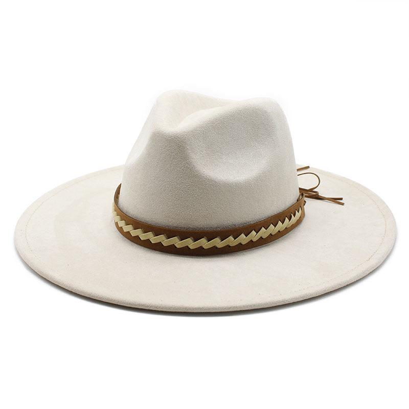 Autumn and winter men's suede top hat big-brimmed felt hat retro simple jazz hat travel versatile gentleman wide-brimmed hat