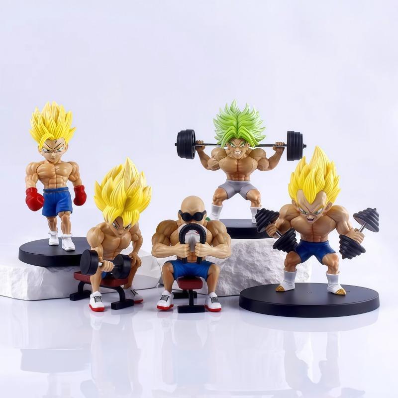 5pcs Dragon Ball figurines Super Saiyan quirky statues Vegeta Kame Sennin Broly dynamic fitness doll desktop decoration toy gift