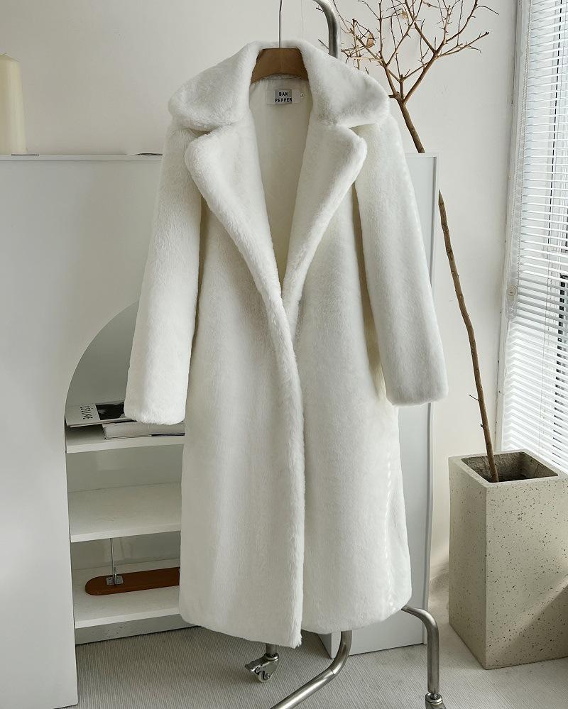 Belt autumn and winter mink coat women's medium and long mink fleece jacket large size cotton thickened imitation fur new