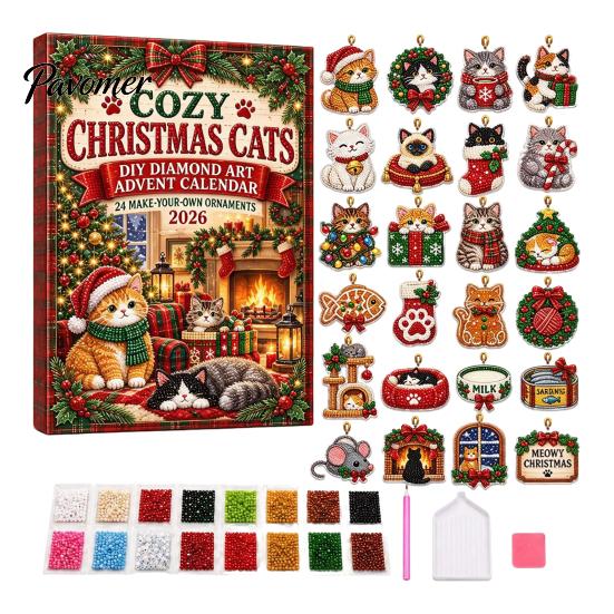 Ornament Faux Diamond Art Advent Calendar 2026, 24 Days DIY Christmas Decoration Hanging Ornaments Kit, Countdown for Holiday Craft Set