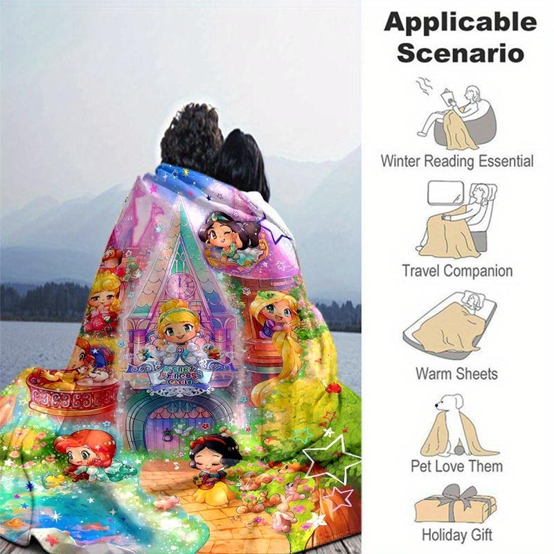 1pc, Disney Princesses (3) Cozy Flannel Throw Blanket Perfect Gift for Bedroom, Living Room, Travel, Camping, Car