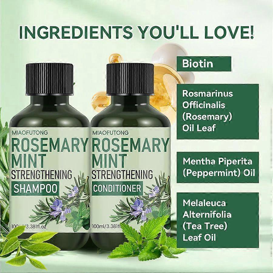 Rosemary & Mint Strengthening Shampoo and Conditioner, Nourishment & Smoothness for Thin Hair, Reduce Frizz and Add Shine for All Hair Types less