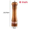 8-inch Manual Pepper Grinder Wooden Salt Pepper Mill Acrylic Ceramic Core Freshly Ground Pepper Seasoning Grinding Milling
