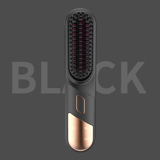 Hair Straightener Brush 4 Temperatures Fast Heating USB Rechargeable Cordless Negative Ions Hot Brush Electric Fluffy Curly Hair Styling Detangling