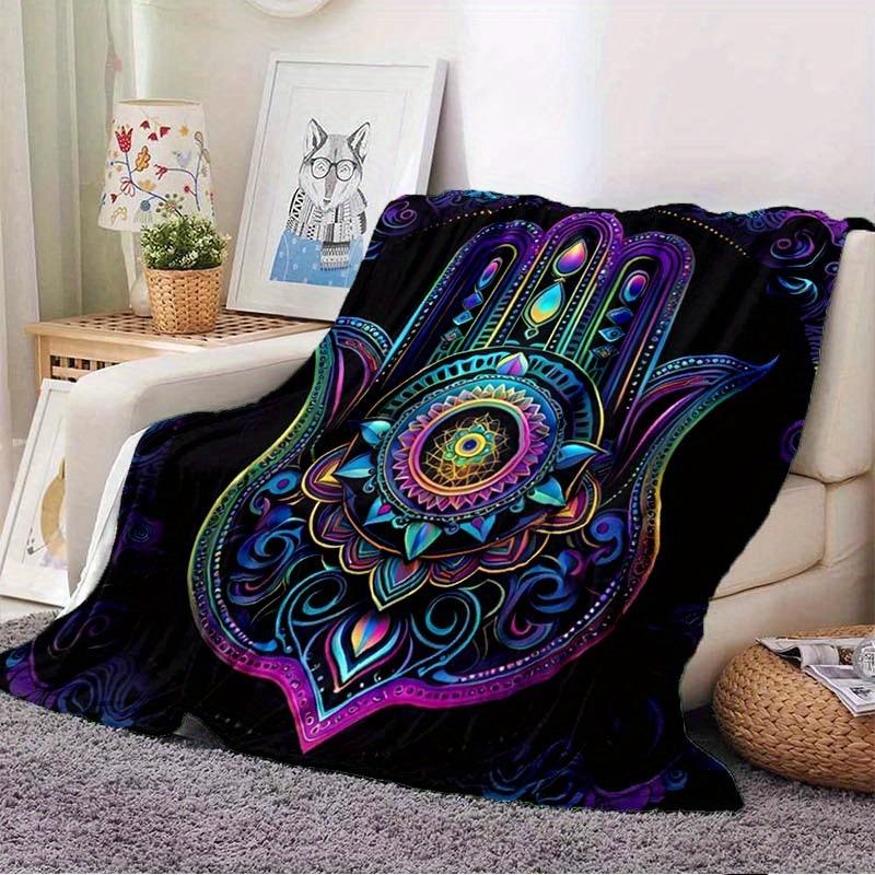 Evil Eye pattern digital-printed polyester Bedroom velvet flannel cover blanket Fleece soft sofa cover blankets for beds