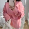 Autumn and Winter New Loose and Lazy Style Round Neck Pullover Sweater with Women's Solid Color Casual Simple Knitted Sweater Thick