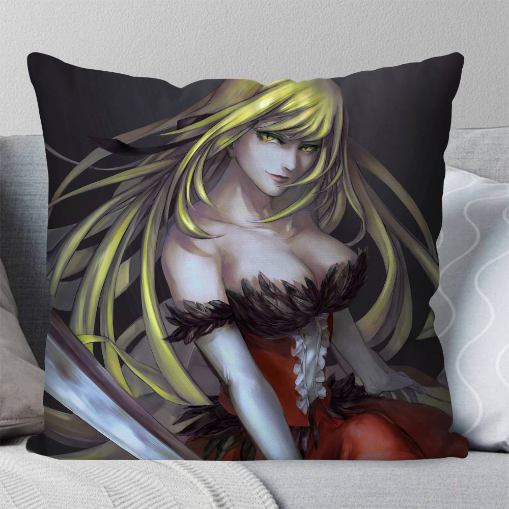 Kizumonogatari Anime Kiss Shot Pillow Case Fashion Square Pillowcase Bedroom Sofa Room Ins Decoration Leisure