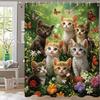 Прекрасный кот в саду Шторка для душа, Декоративная шторка для ванной комнаты с цветочным принтом, Домашняя шторка с крючками