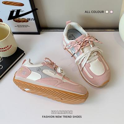 Двухцветные осенние женские туфли на двойной шнуровке, цвет сакуры, легкие, персиково-розовые, спортивная обувь высокой ценности